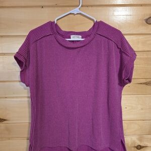 Vibrant Pink Short Sleeve Knit Top